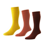 HJ Hall Wool Softop Socks, HJ90 Pack of 3, Orange/Burgundy/Mustard