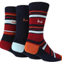 Pringle 3 Pack Cotton Jacquard Men's Fashion Socks - Navy with Multi Stripe