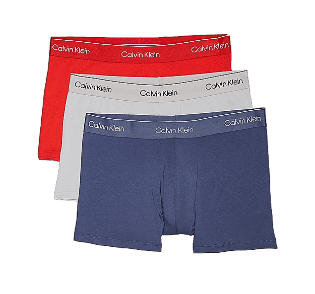 Calvin Klein 3 Pack Low Rise Trunks - Icon Cotton Stretch, Orange/Navy/Grey