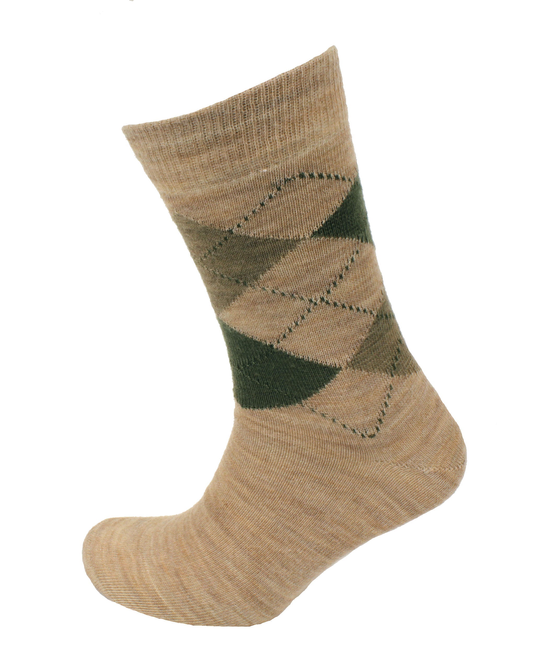 Viyella Men's Merino Wool Argyle Socks - Beige - Made in England