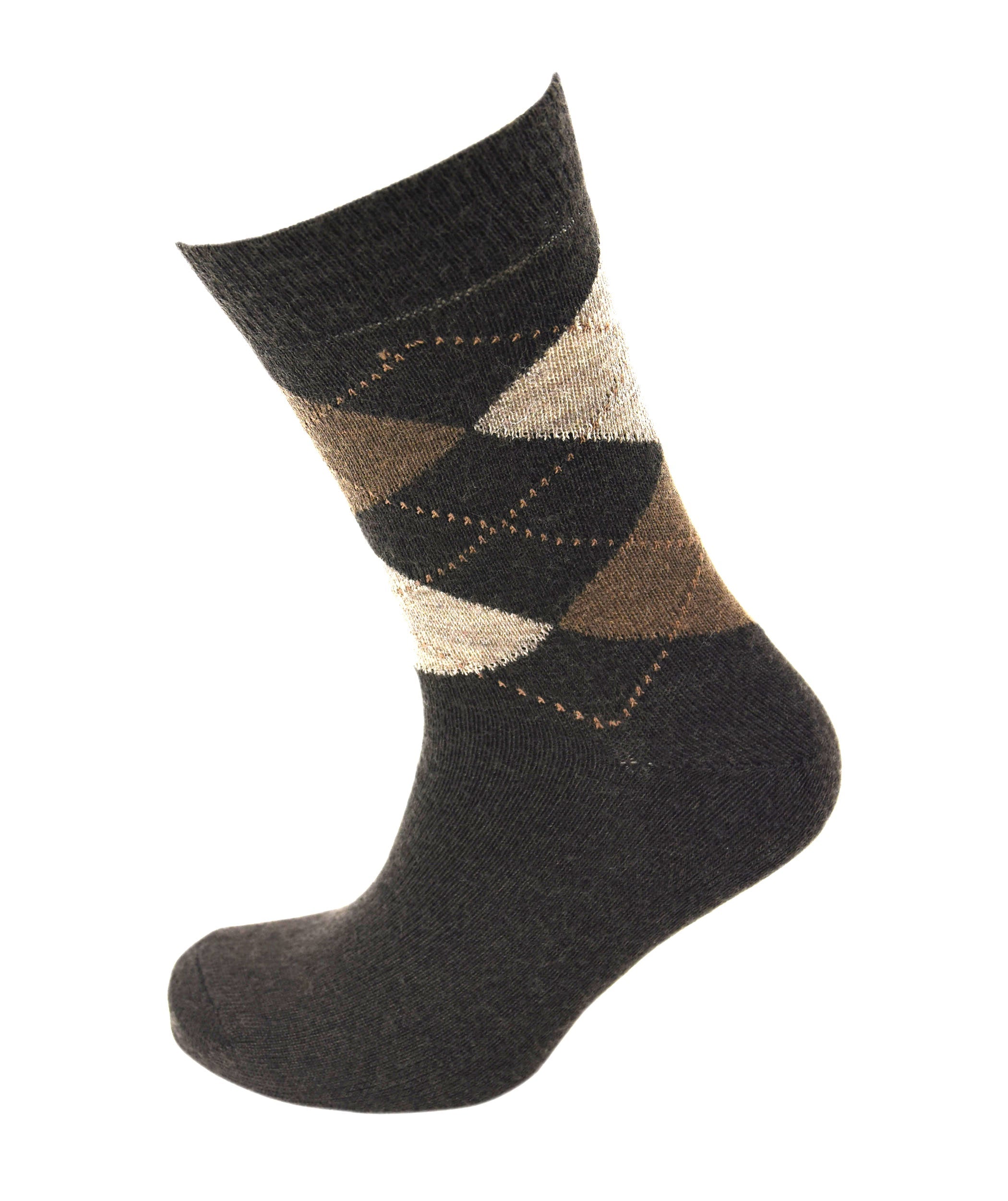 Viyella Men's Merino Wool Argyle Socks - Brown - Made in England