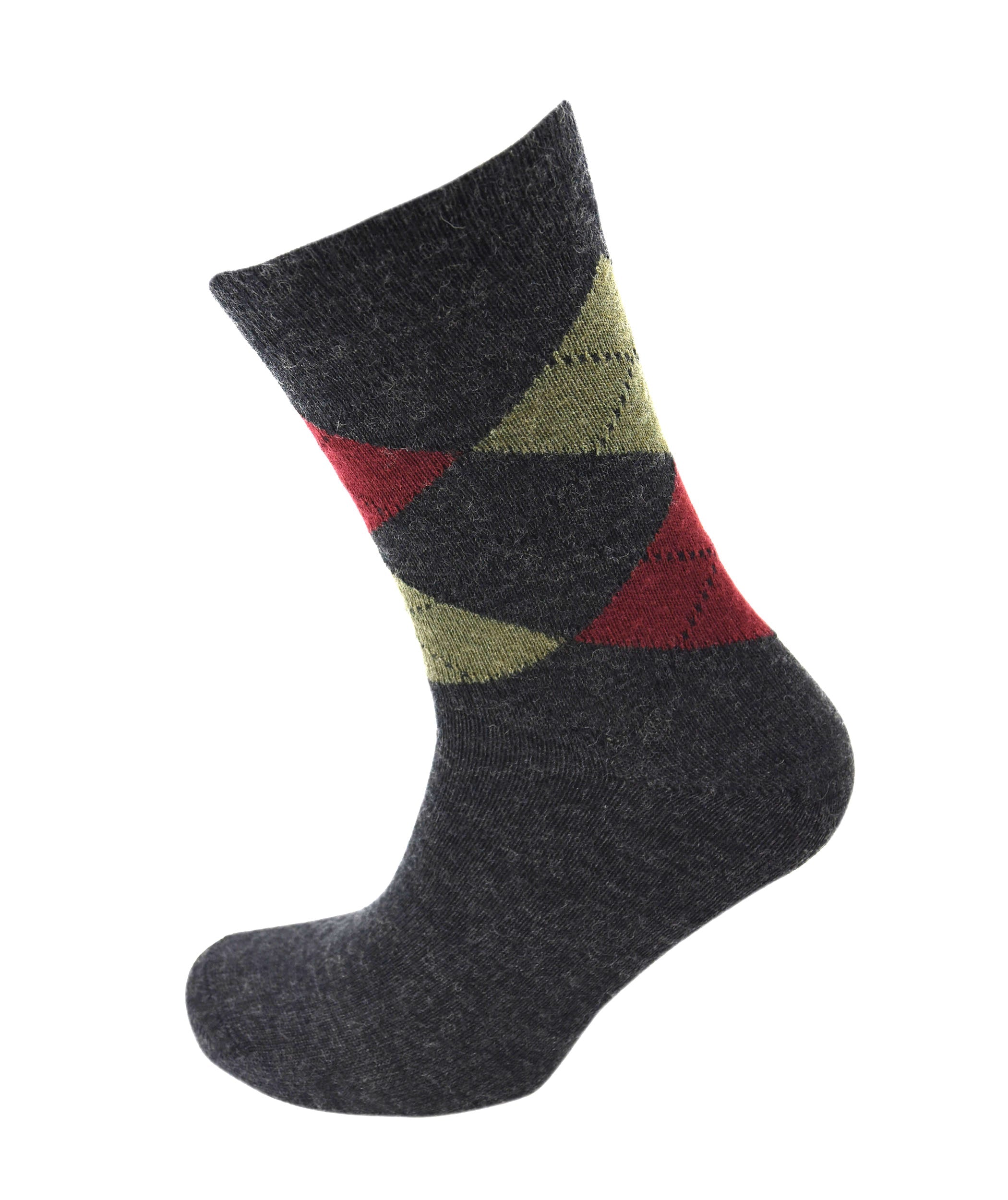 Viyella Men's Merino Wool Argyle Socks - Charcoal - Made in England