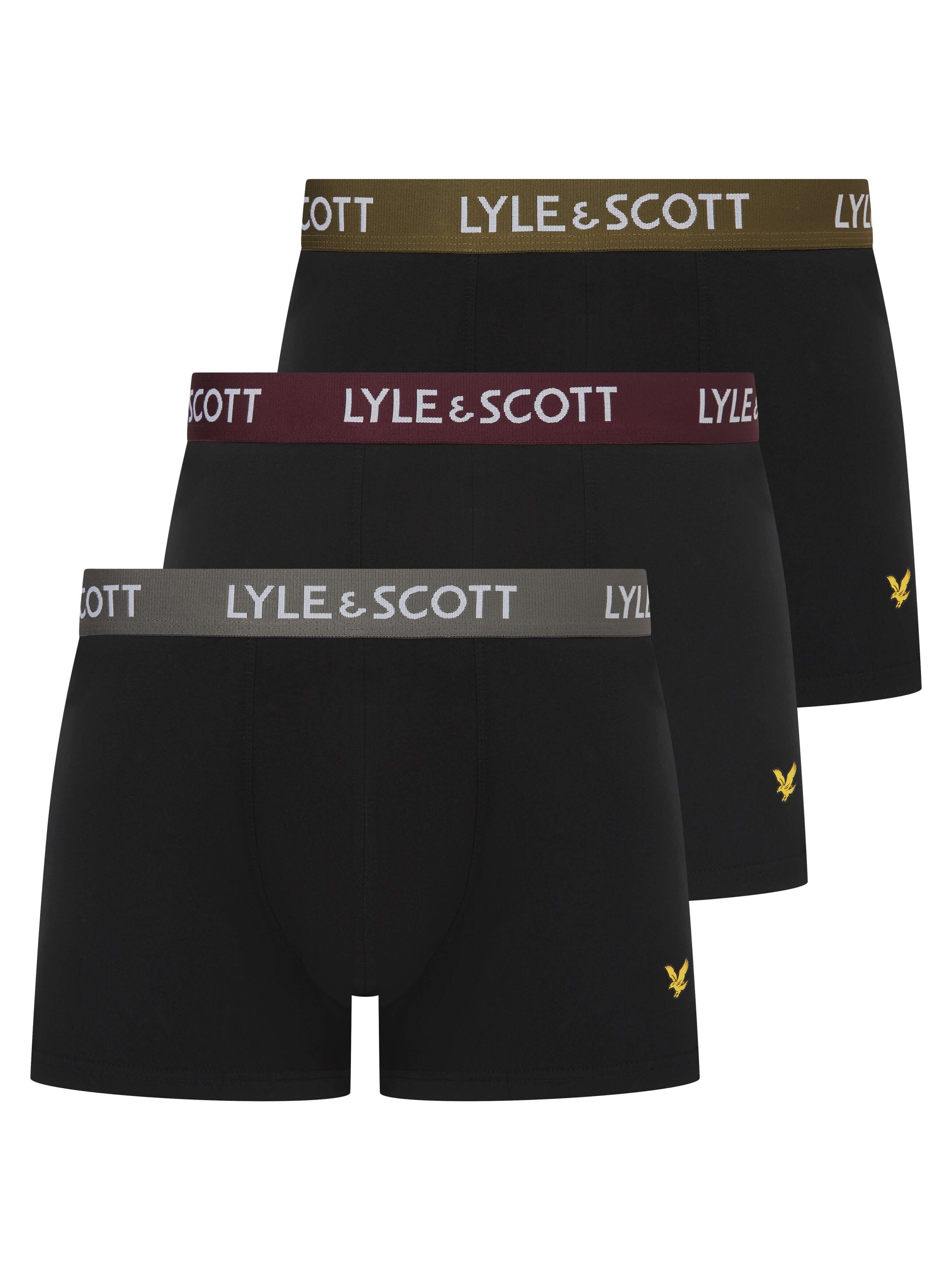 Lyle & Scott Men's 3 Pack Cotton Stretch Trunks - Black Multi