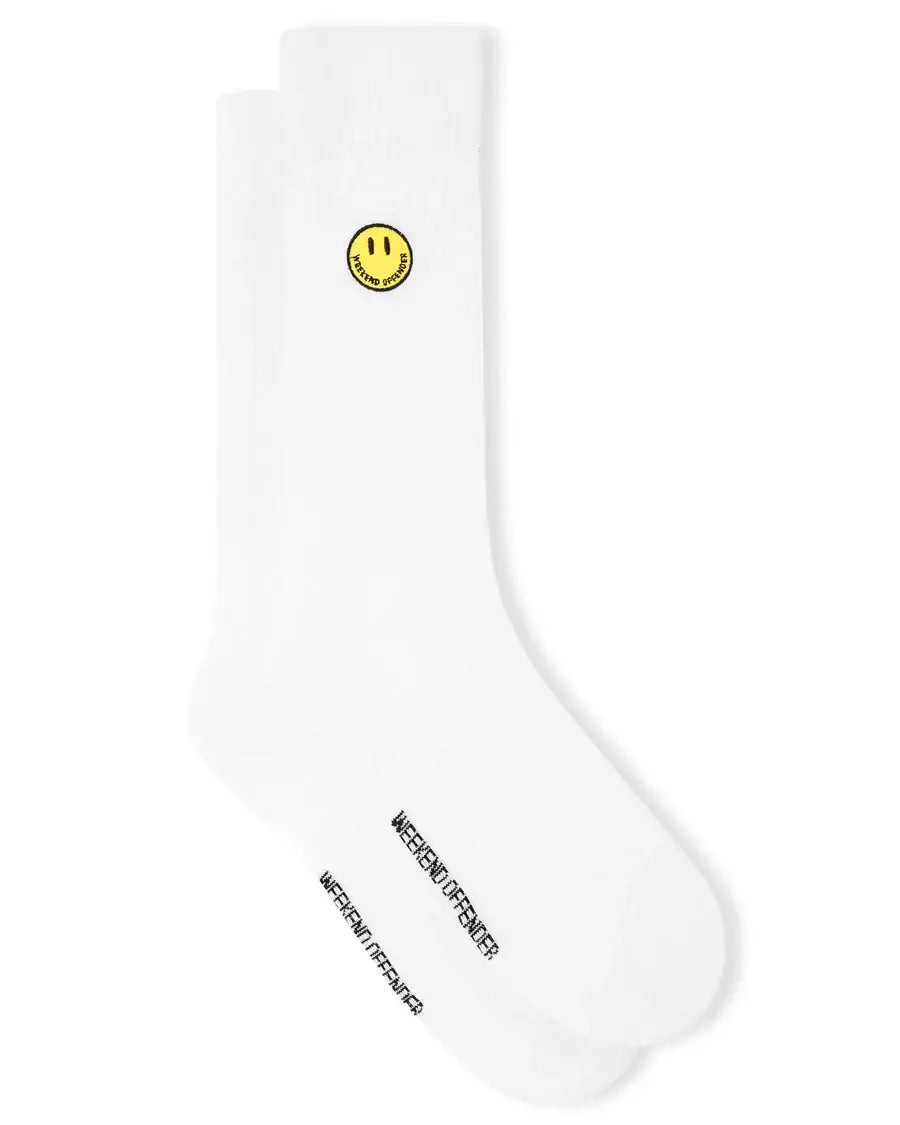 Weekend Offender Smiley Sports Socks White - 3 Pack