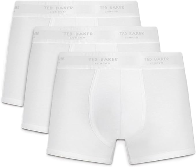 Ted Baker 3 Pack Fashion Cotton Stretch Solid Trunks - White