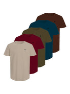 Jack & Jones 5 Pack JPRBLABRODY 100% Cotton Crew Neck T-Shirts - Multi