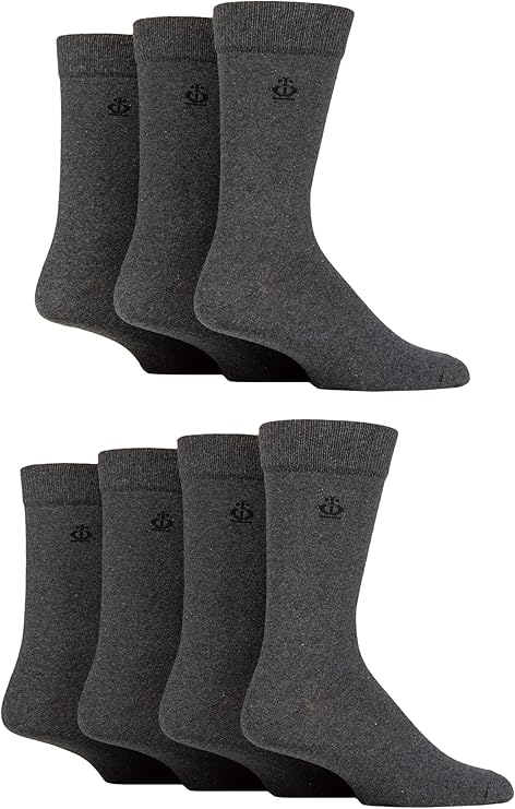 Jeff Banks Men's - 7 Pack Oxford Plain Socks Charcoal - (7/11)