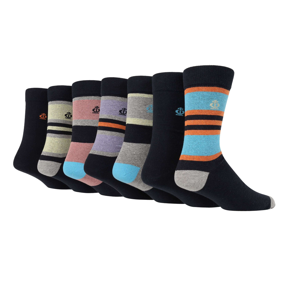 Jeff Banks Men's 7 Pack Cotton Block Stripes Socks - Navy | Trunks and ...