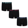 Jeff Banks Men's 3 Pack Black Cotton Fashion Trunks - Black with Coloured Waistbands
