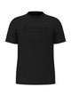 Black t-shirt with 'GUESS' logo on a white background
