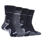 Jeep Mens 4 Pack Performance Technical Boot Socks - Black/Charcoal/Grey
