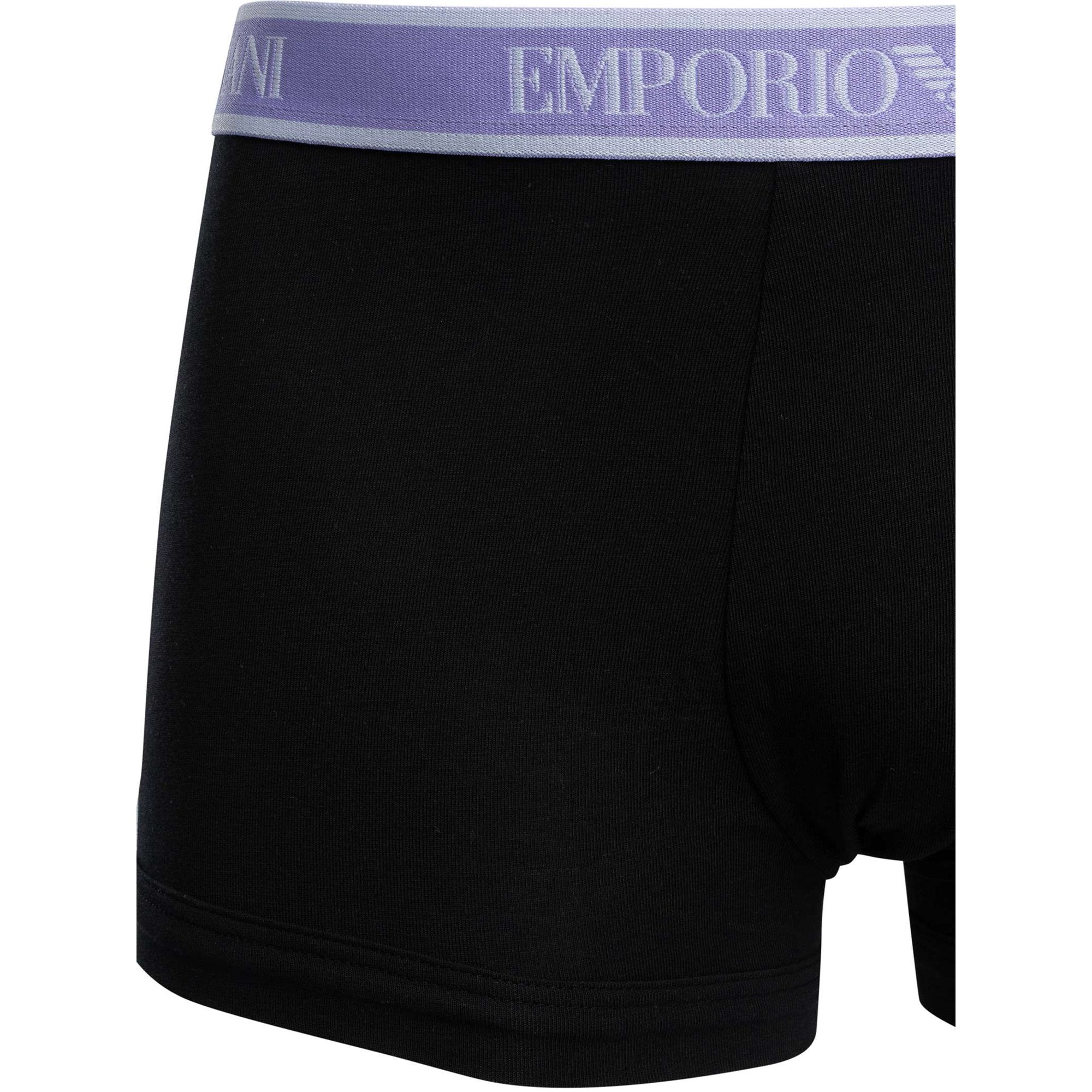 Emporio Armani 3 Pack Trunks Stretch Cotton - Black Multi