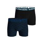 Björn Borg 2-Pack Cotton Stretch Men's Boxers - Black, Blue Print