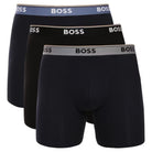 BOSS long-leg boxer briefs 3 pack black with blue black and grey logo waistbands