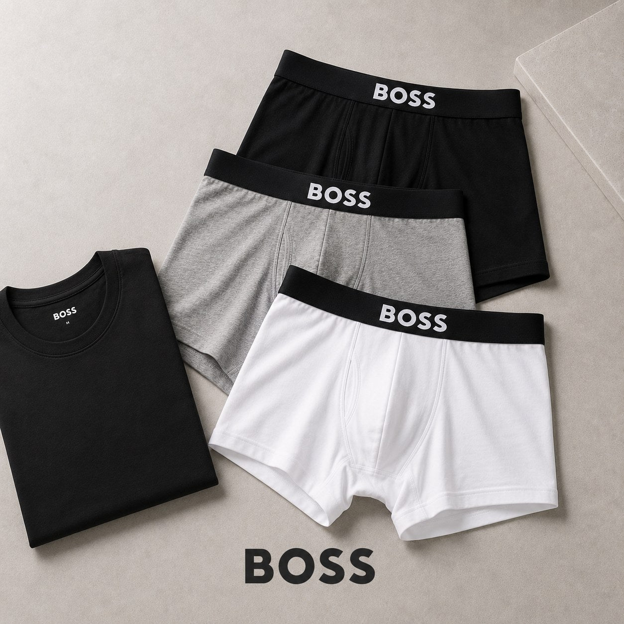 BOSS men’s underwear, T-shirts and socks.
