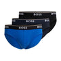 BOSS Men's 3 Pack Stretch Cotton Briefs - Black/Blue/Cobalt