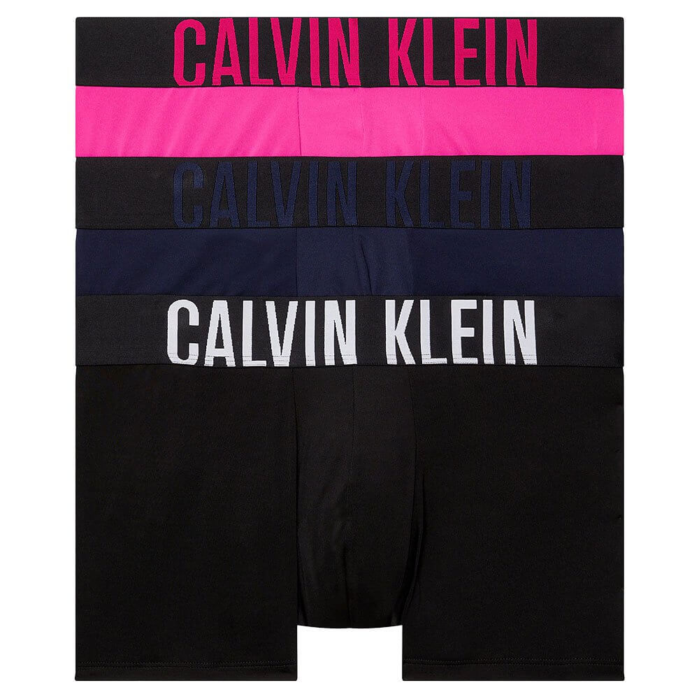 Calvin Klein Underwear 3 Pack Intense Power Microfibre Trunks - Hot Pink/Blue/Black