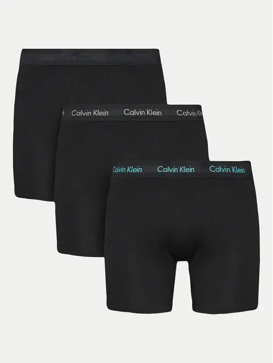 Calvin Klein 3 Pack Boxer Briefs Cotton Stretch - Black, Multi Colour Logo