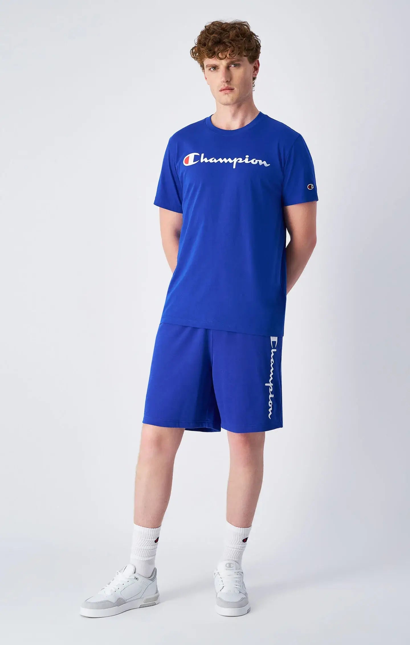 Champion Big Logo Cotton Jersey T-Shirt - Blue