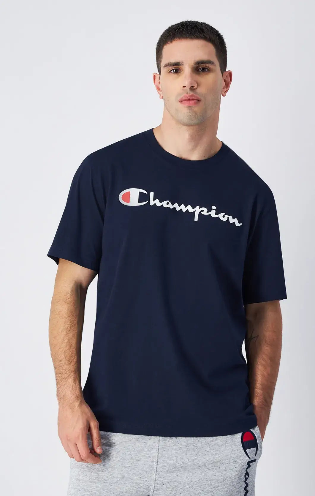 Champion Big Logo Cotton Jersey T-Shirt - Navy