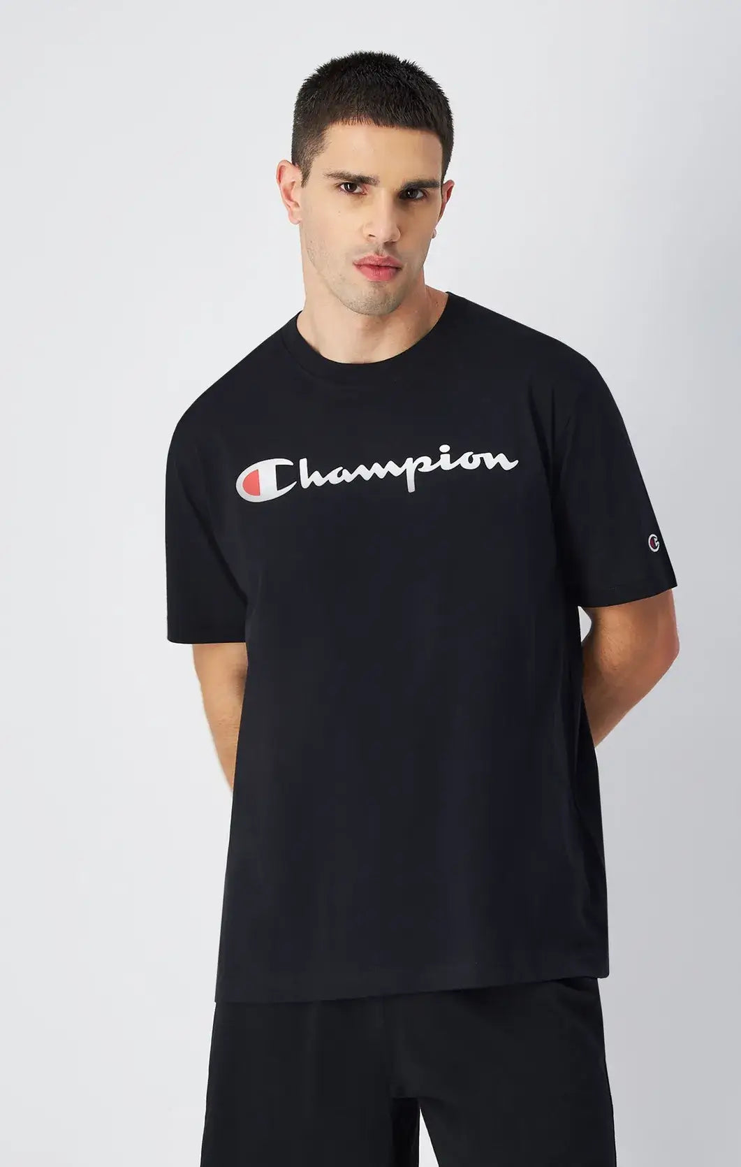 Champion Big Logo Cotton Jersey T-Shirt - Black