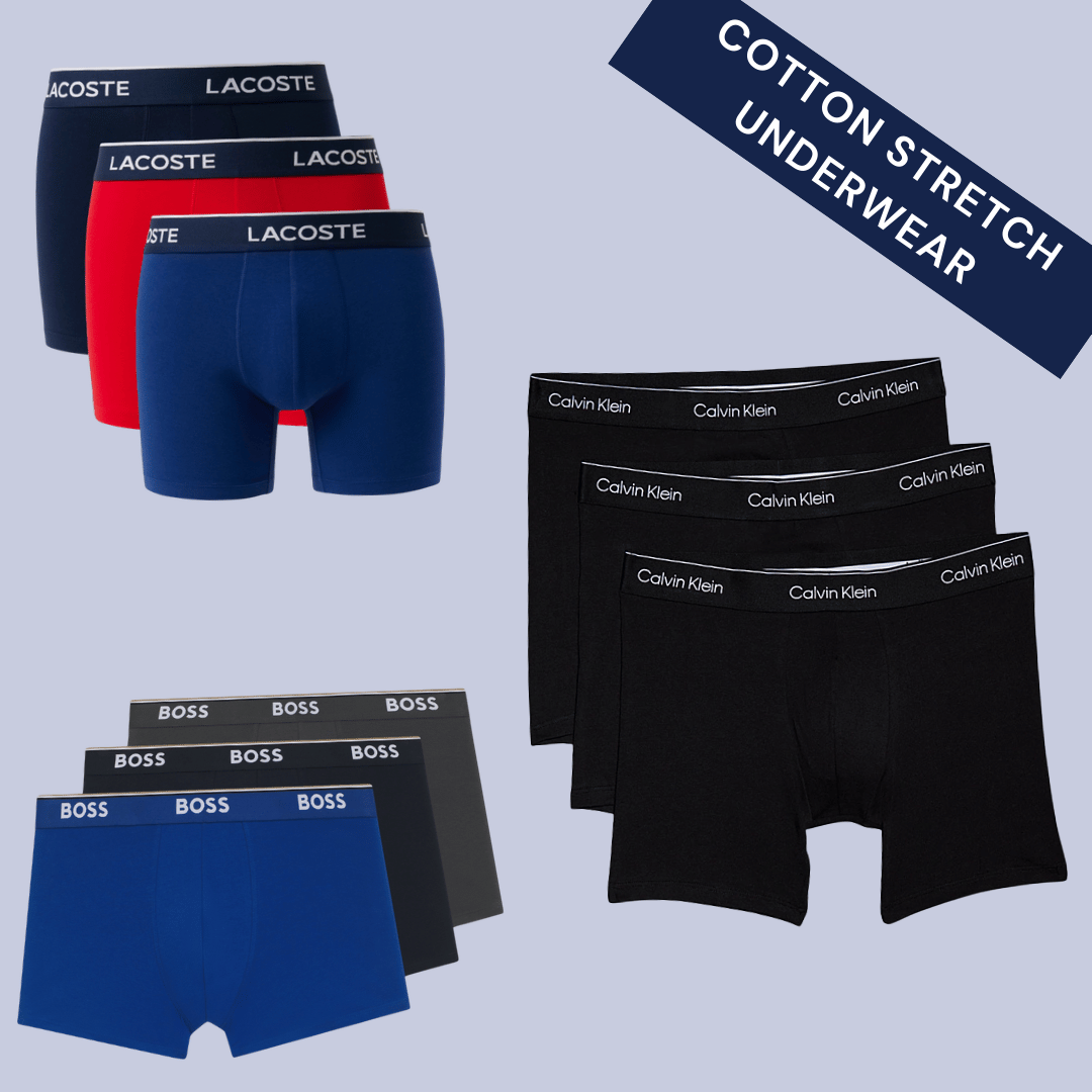Men’s cotton stretch boxer briefs and trunks breathable everyday underwear