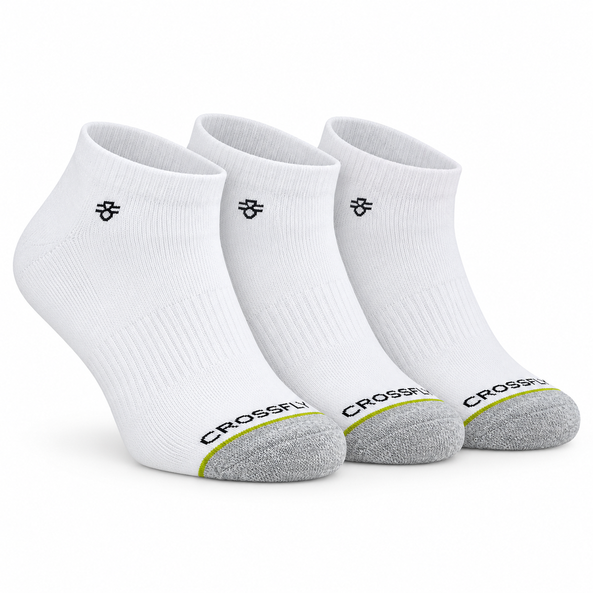 Crossfly low cut socks three-pair pack white