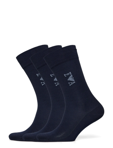 Emporio Armani 3-Pack Cotton Blend Socks, Black & Blue
