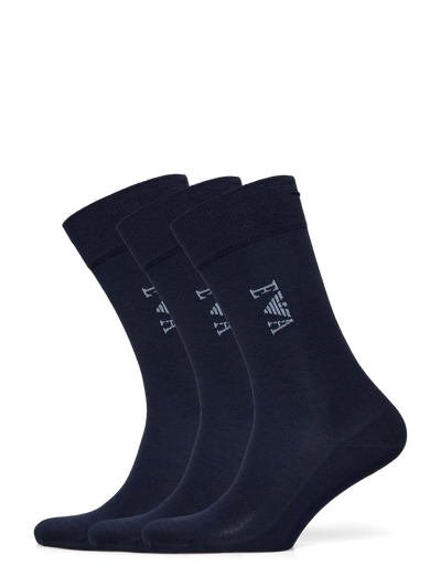 Emporio Armani 3-Pack Cotton Blend Socks, Black & Blue
