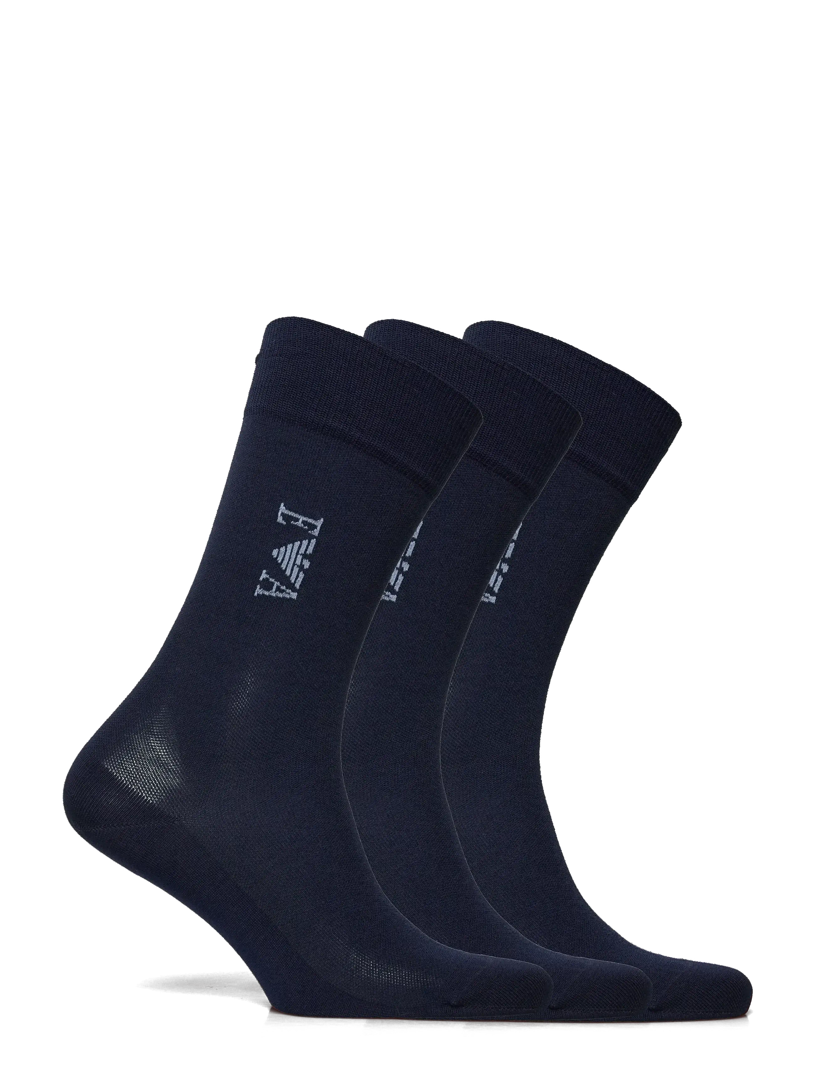 Emporio Armani 3-Pack Cotton Blend Socks, Black & Blue