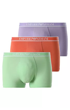 Emporio Armani 3 Pack Trunks Stretch Cotton - Violet/Green/Orange