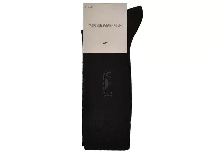 Emporio Armani 3-Pack Cotton Blend Socks, Black & Blue
