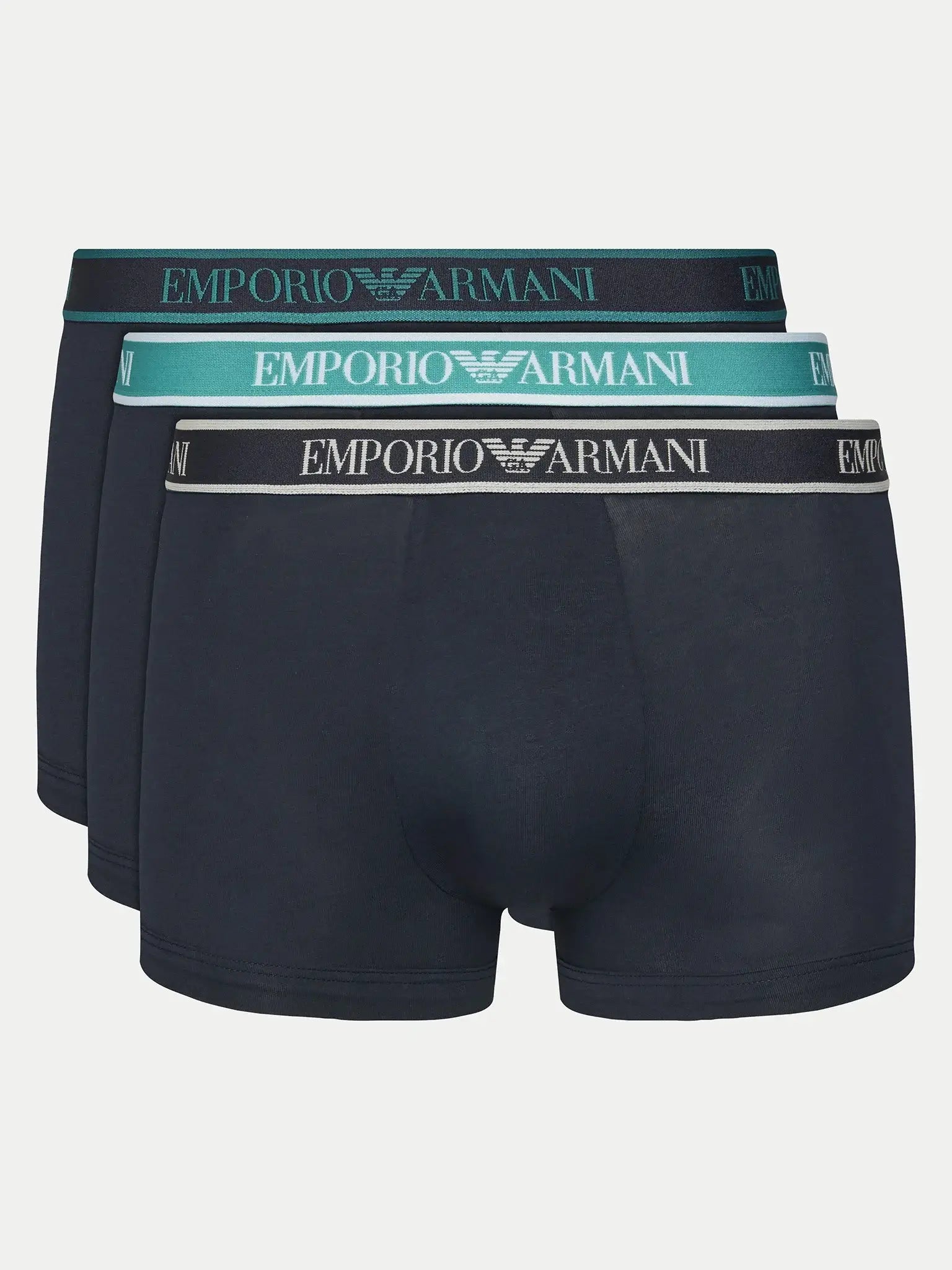 Emporio Armani 3 Pack Trunks Stretch Cotton - Dark Blue Multi