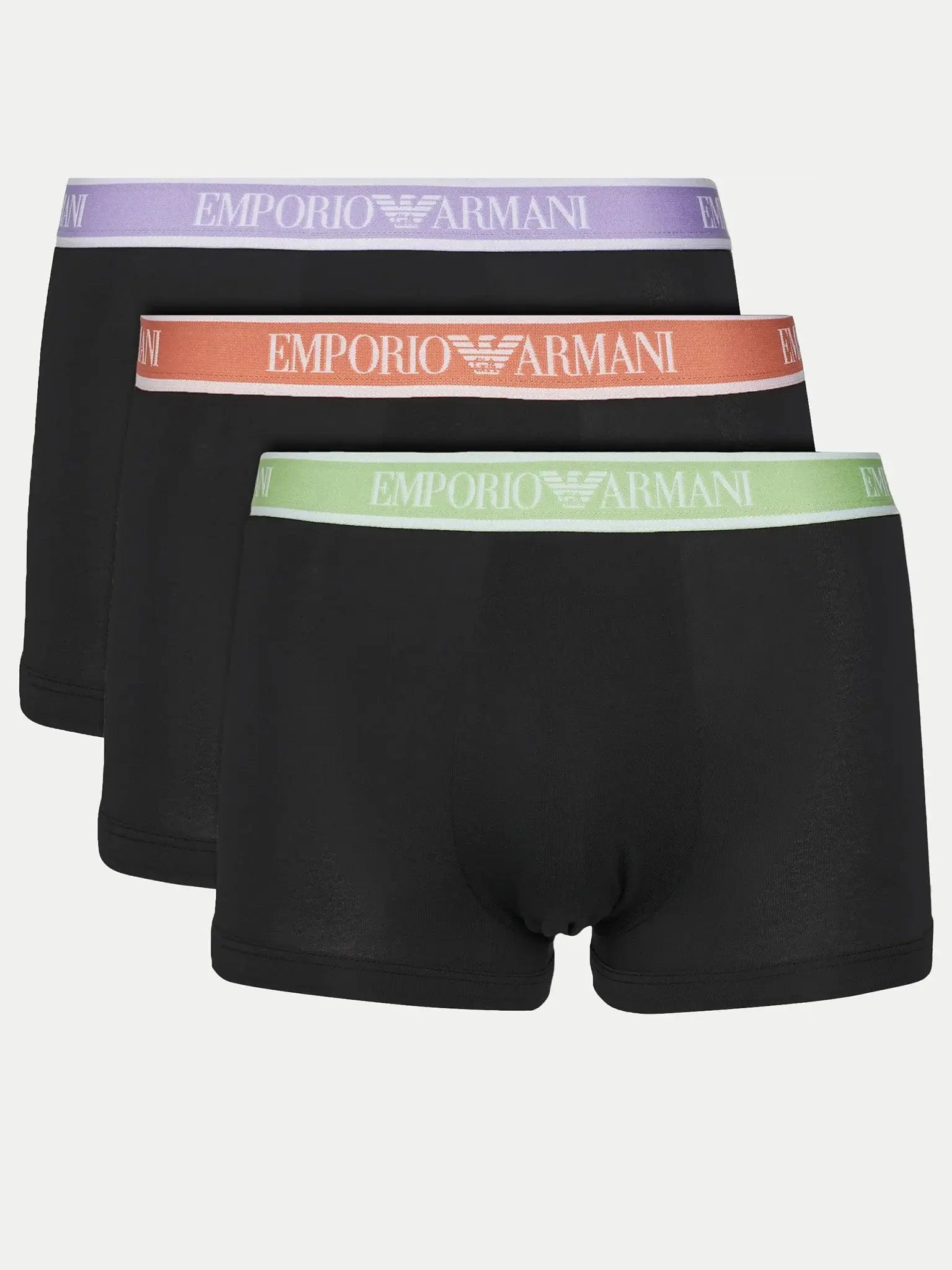 Emporio Armani 3 Pack Trunks Stretch Cotton - Black Multi