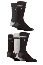 Farah Men's Contrast Heel & Toe 5 Pack Socks With Embroidered Leg (6-11 )