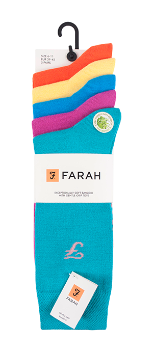 Farah 5 Pack Men's Bamboo Socks – Classic Plain, Hypoallergenic & Antibacterial