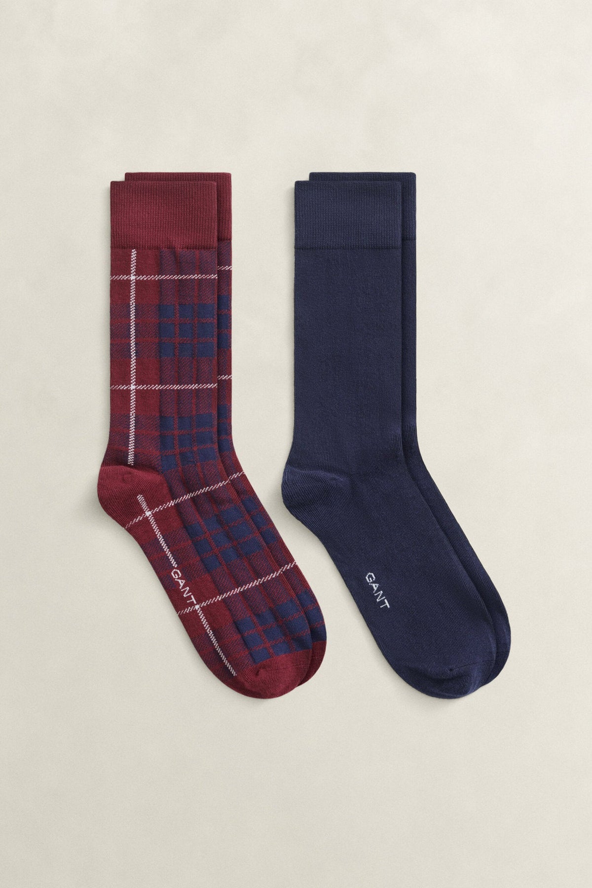 GANT Tartan Socks 2-Pack - Deep Grape Wine and Navy