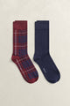 GANT Tartan Socks 2-Pack - Deep Grape Wine and Navy