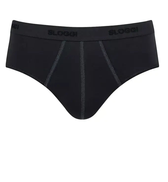 Sloggi Men's 24/7 Basic Natural Cotton 2 Pack Midi Briefs - Black