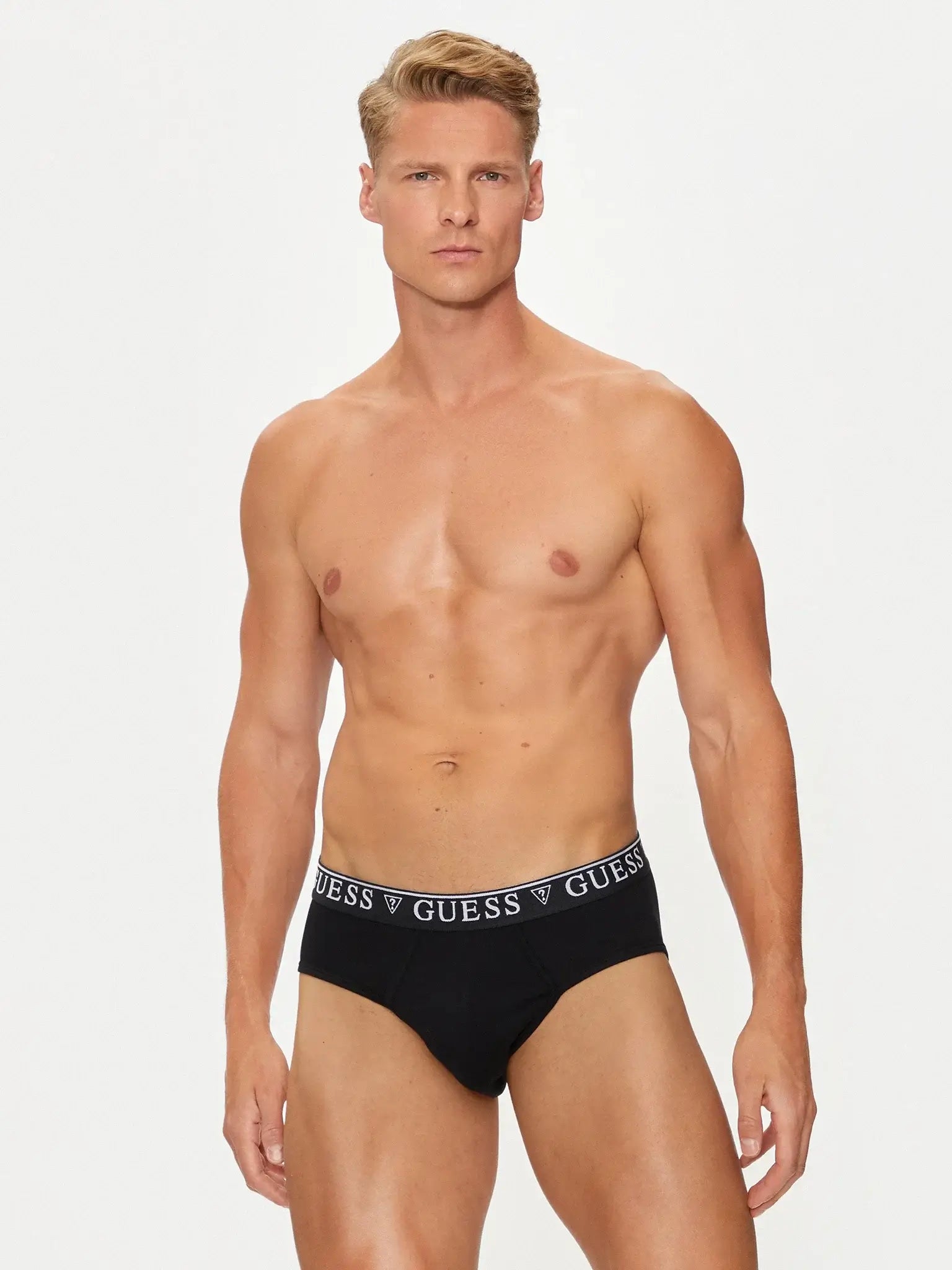 Guess Men’s 5 Pack Cotton Stretch Hip Briefs - Black
