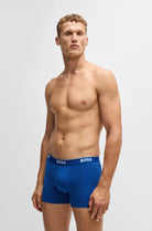 Boss 3 Pack of Stretch-Cotton Boxer Briefs - Black/Grey/Blue