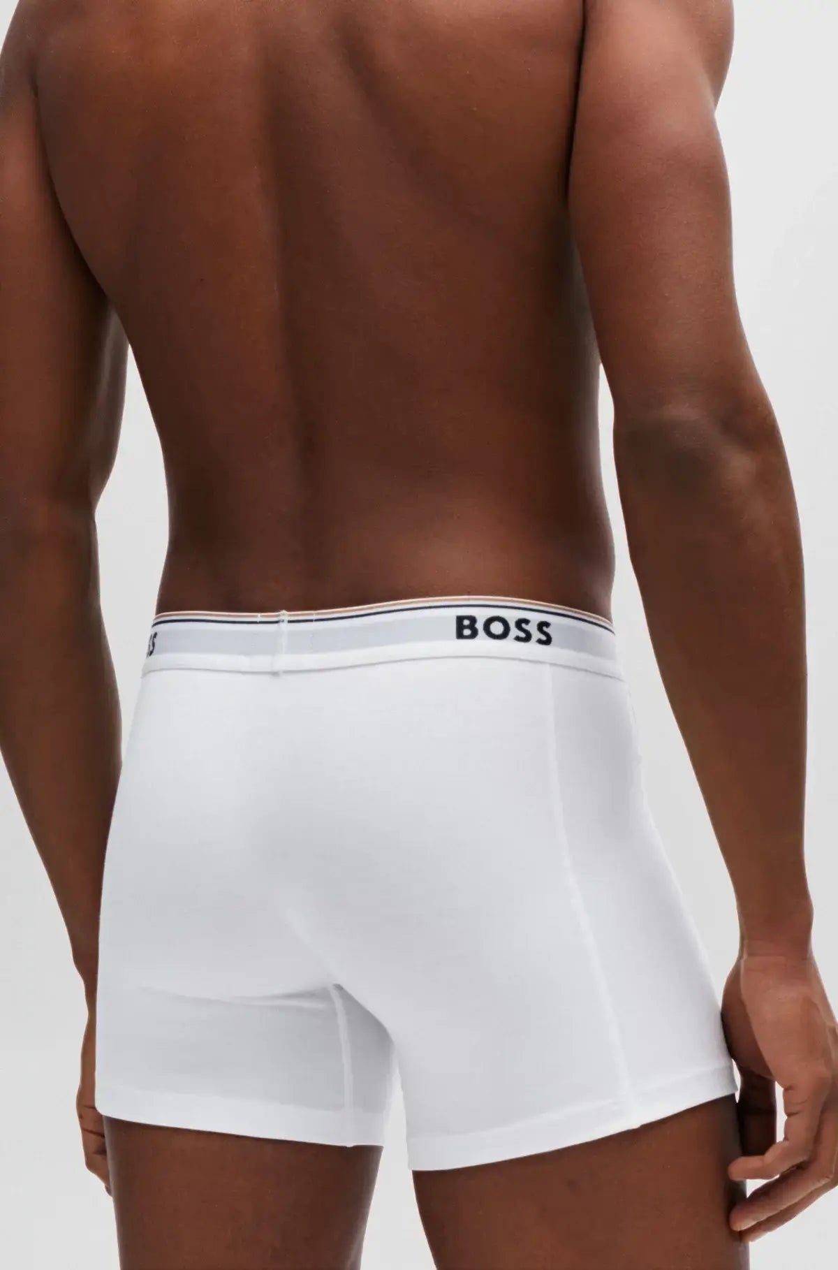 BOSS – 3 Pack Stretch Cotton Boxer Briefs with Logo Waistbands – White / Grey / Black