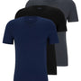 Boss 3 Pack Regular Fit Cotton T-Shirts Logo Embroidered - Black / Grey / Blue