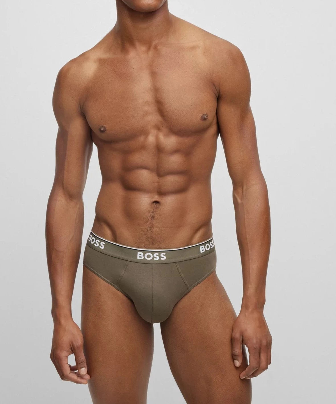 BOSS Men's 3 Pack Stretch Cotton Briefs - Olive/Black/Navy