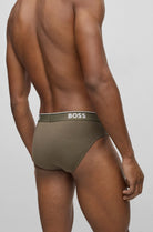 BOSS Men's 3 Pack Stretch Cotton Briefs - Olive/Black/Navy