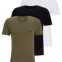 Boss 3 Pack Regular Fit Cotton T-Shirts Logo Embroidered - Green/Black/white