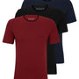 Boss 3 Pack Regular Fit Cotton T-Shirts Logo Embroidered - Red/Blue/Black
