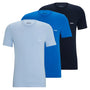 Boss 3 Pack Regular Fit Cotton T-Shirts Logo Embroidered - Blues