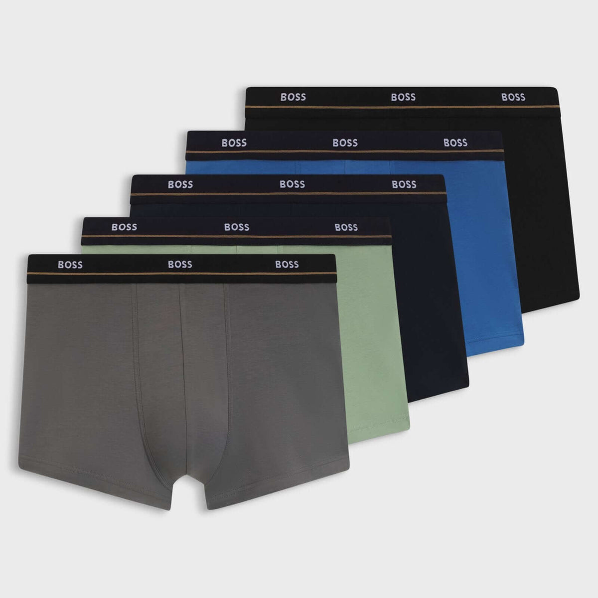 BOSS 5-Pack Men’s Stretch Cotton Trunks – Logo Waistband Multipack ...