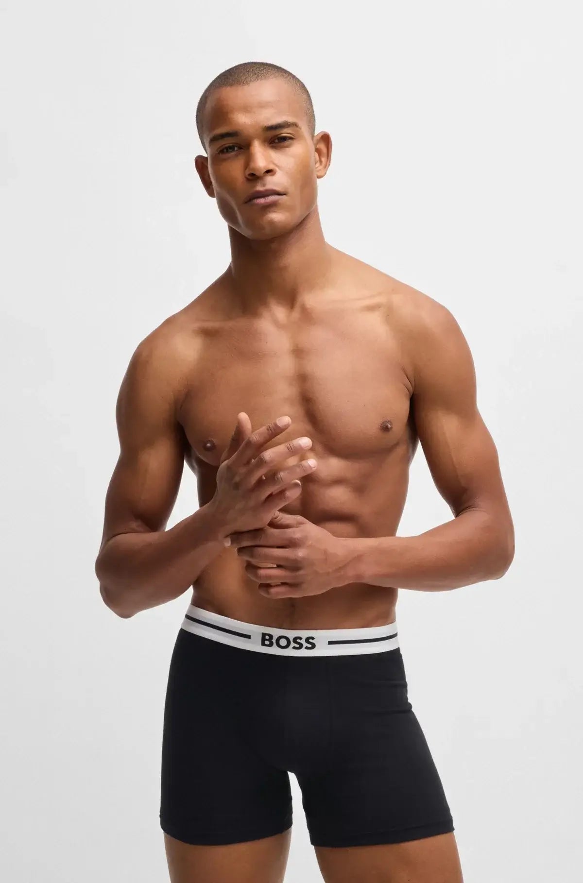 Boss Three-pack of stretch-cotton boxer briefs with logo - Black/ Pattern